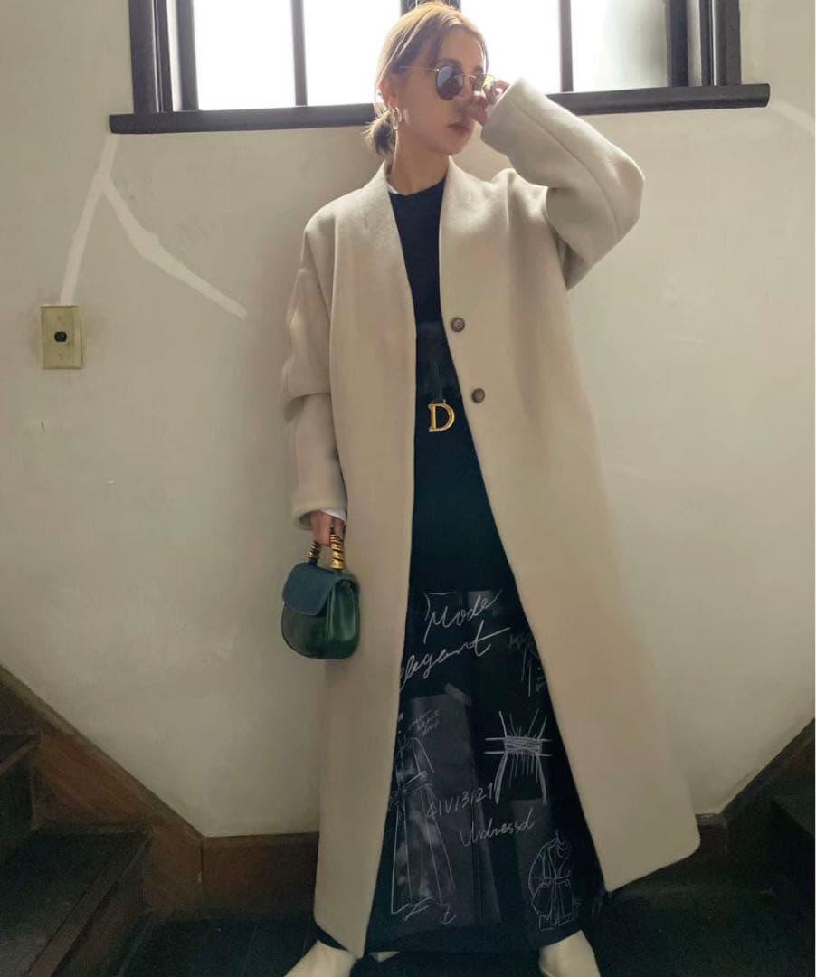 ameri UND PLUMP SLEEVE BELTED COATロングコート