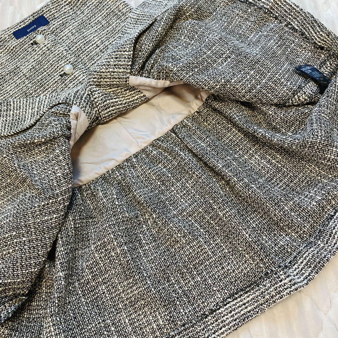 ships スラブ ツイード ジレ25SS パールボタン ベストサイズF