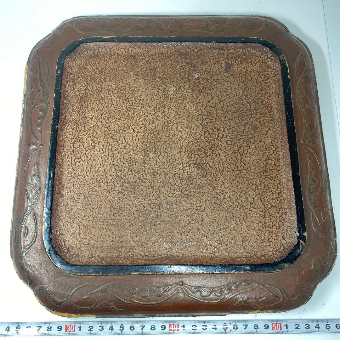 時代　琉球　木彫　盆　33×33㎝　東な7-0304③