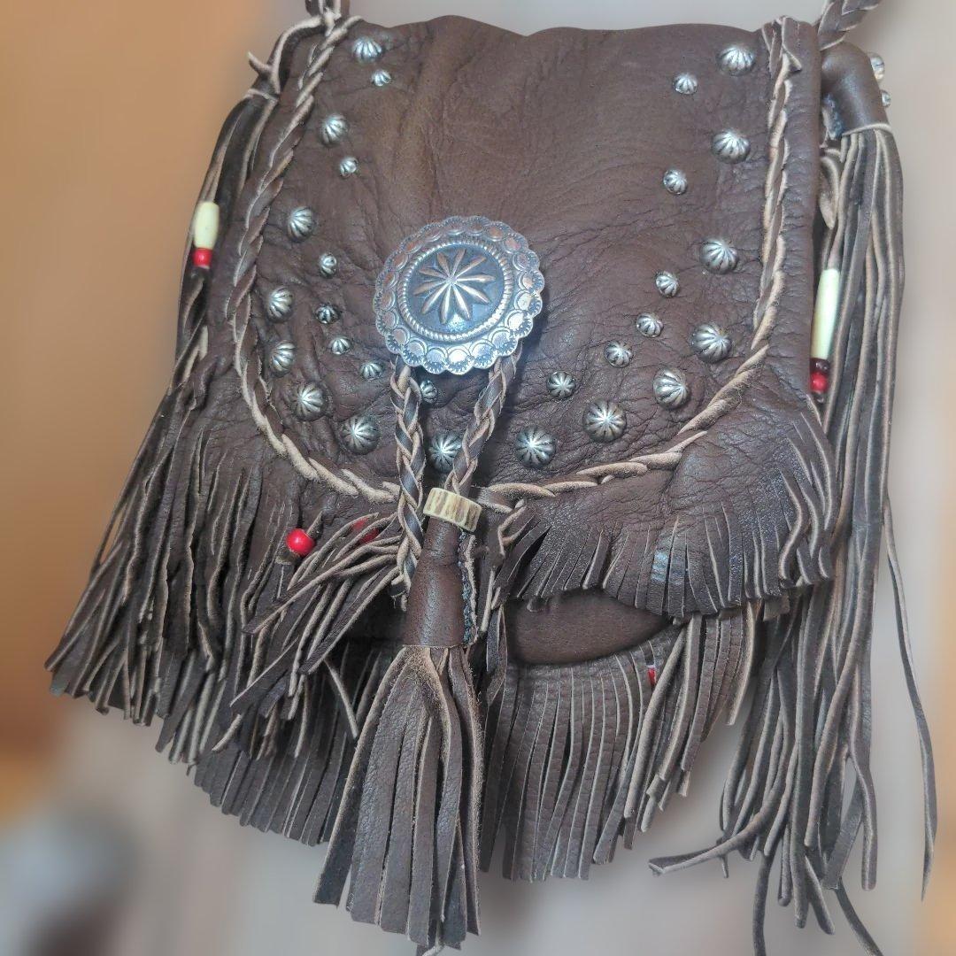 エルクスキン（大鹿革）メディスンバッグ　焦茶