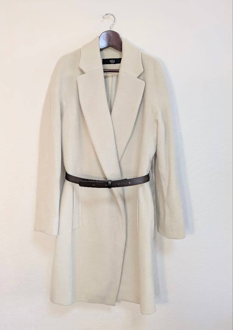 【未使用美品】tibi NEW YORK ベルト付きロングコート ウール シルク