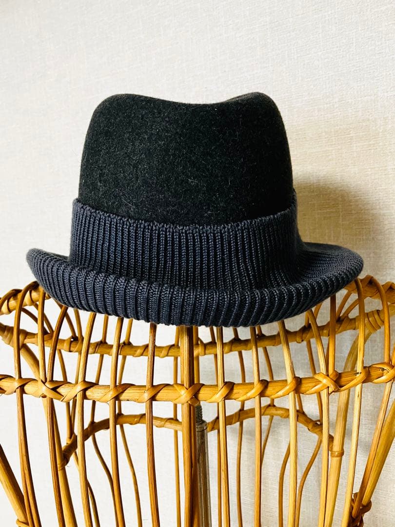 Muhlbauer ミュールバウワー　ウール・ニット切替　ハット ダークグレー