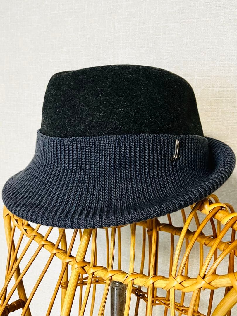 Muhlbauer ミュールバウワー　ウール・ニット切替　ハット ダークグレー