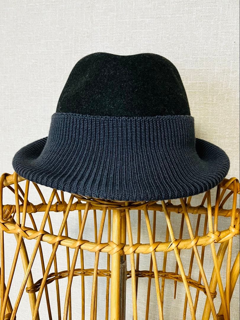 Muhlbauer ミュールバウワー　ウール・ニット切替　ハット ダークグレー