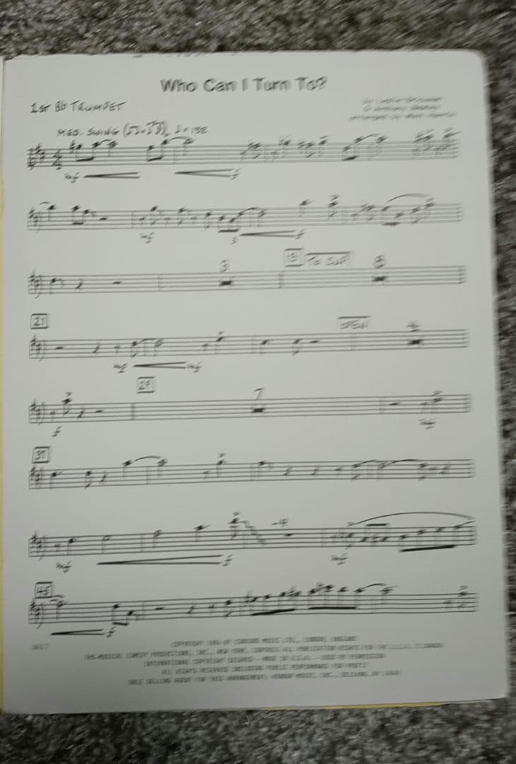 ボーカル　ビッグバンド譜面：WHO CAN I TURN TO?