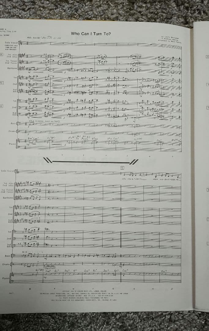 ボーカル　ビッグバンド譜面：WHO CAN I TURN TO?