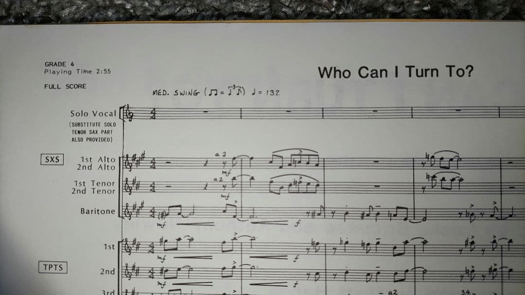 ボーカル　ビッグバンド譜面：WHO CAN I TURN TO?