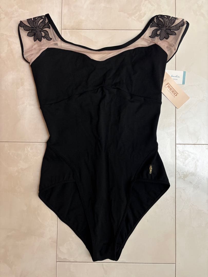 FREED OF LONDON フレンチスリーブレオタード ブラック　Lサイズ