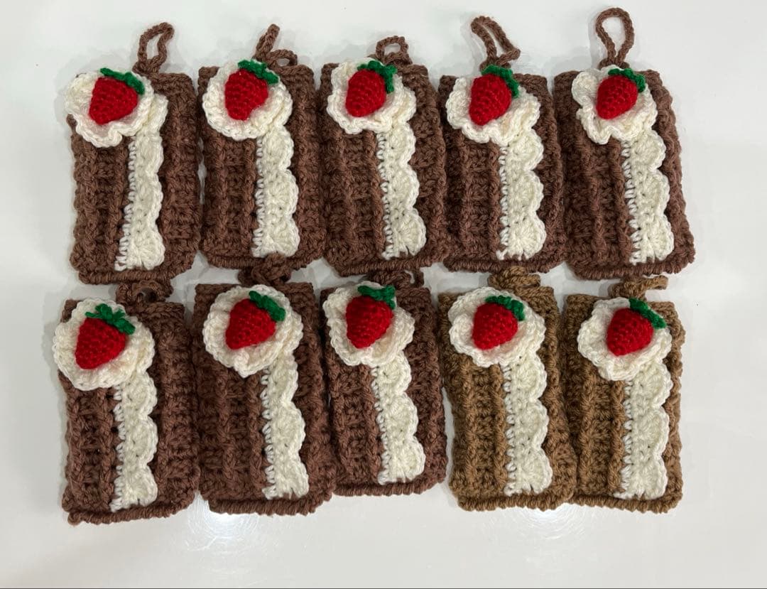 手編みポケットティッシュケース♡ワッフル　クリーム