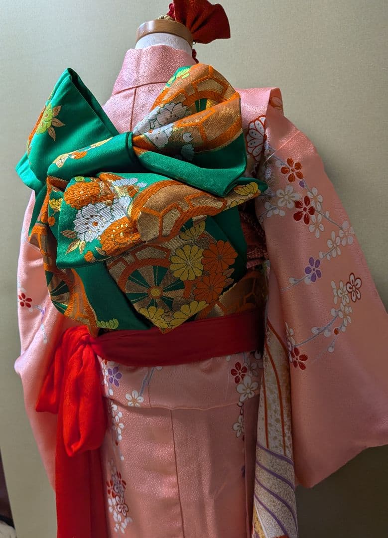七五三用 7歳用　ピンクの花柄着物セット