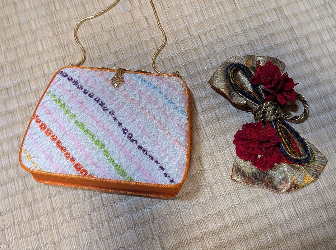 七五三用 7歳用　ピンクの花柄着物セット