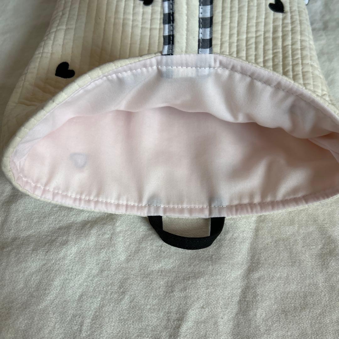 メー❤︎翌日発送！圧縮梱包！　【白地黒ハートヌビ×黒チェック】　女の子