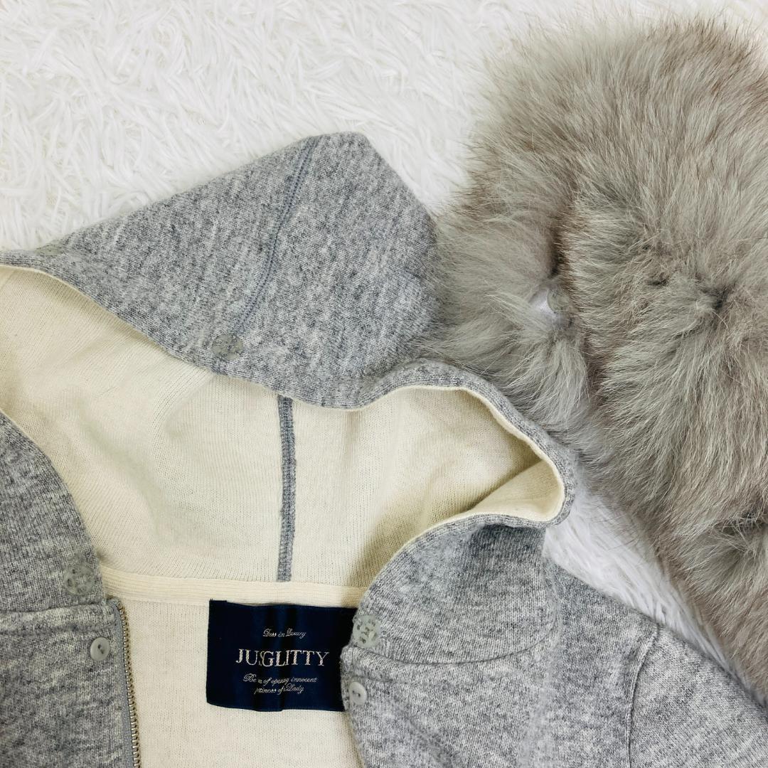 【極美品】ジャスグリッティー 豪華ブルーフォックスファー付 2WAYパーカー M
