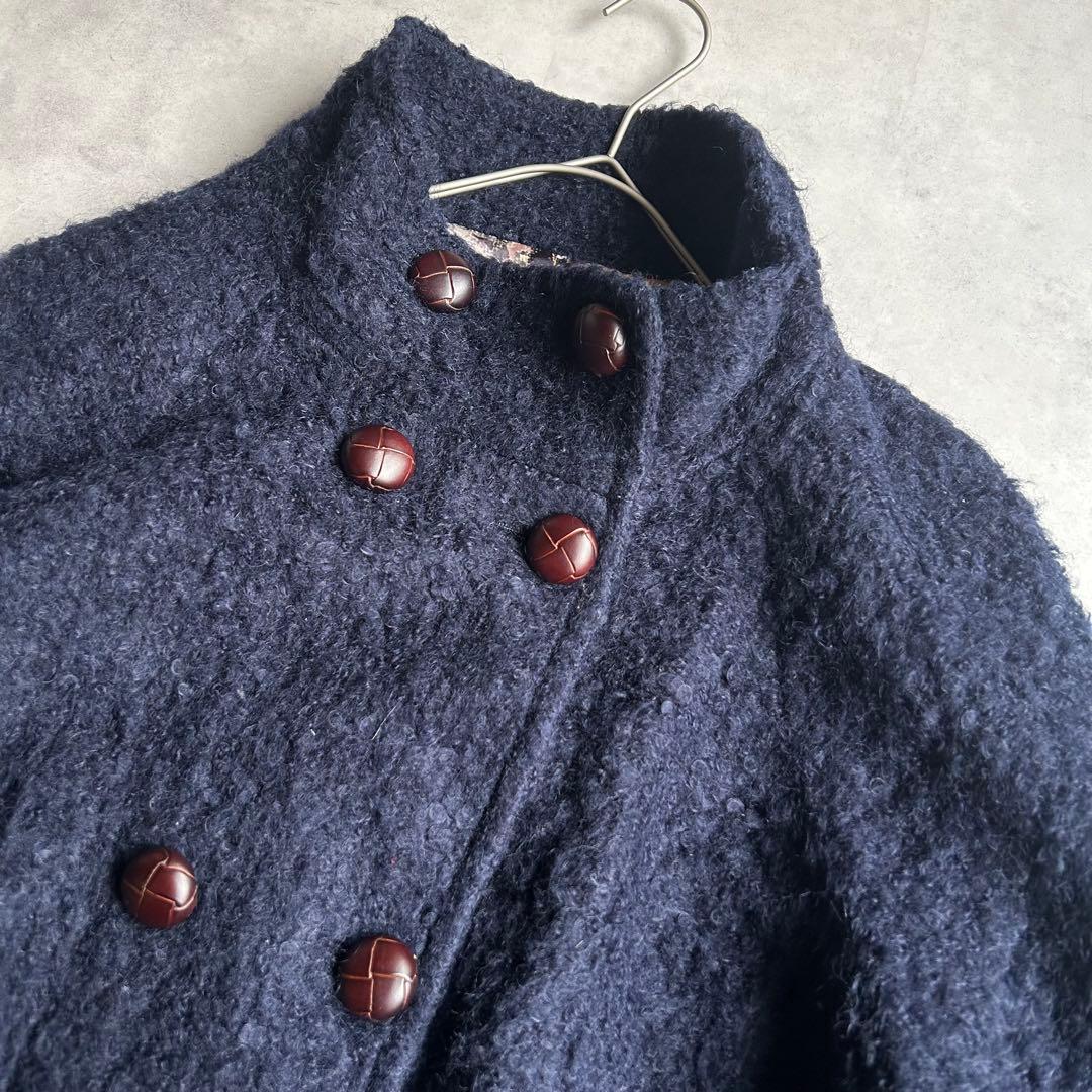 ポールスミス チェスターコート XXL モヘヤ 花柄 くるみボタン ネイビー