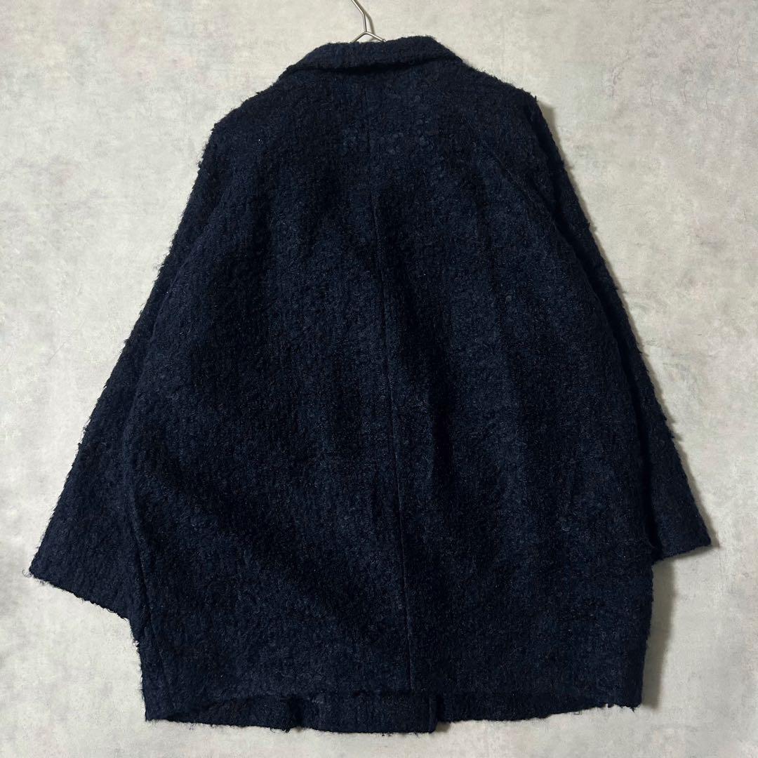 ポールスミス チェスターコート XXL モヘヤ 花柄 くるみボタン ネイビー