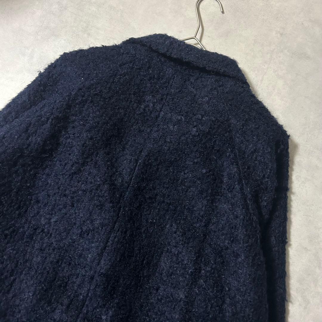 ポールスミス チェスターコート XXL モヘヤ 花柄 くるみボタン ネイビー