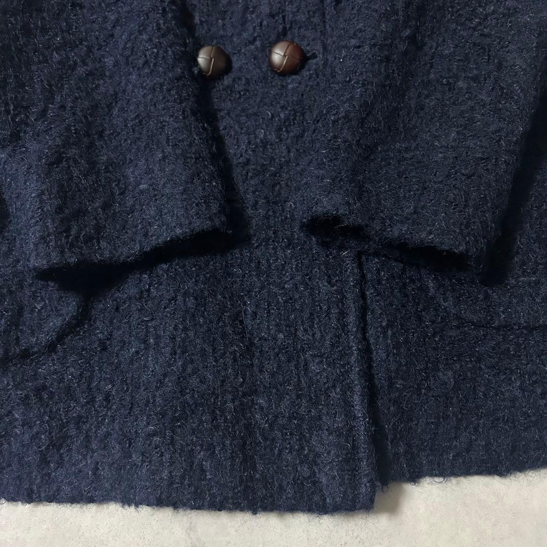 ポールスミス チェスターコート XXL モヘヤ 花柄 くるみボタン ネイビー