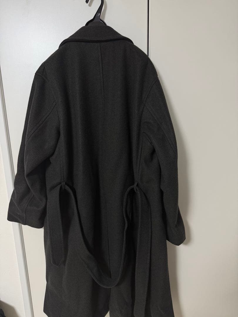 SMOOTH HERRINGBONE MAXI OVER COATチャコールM