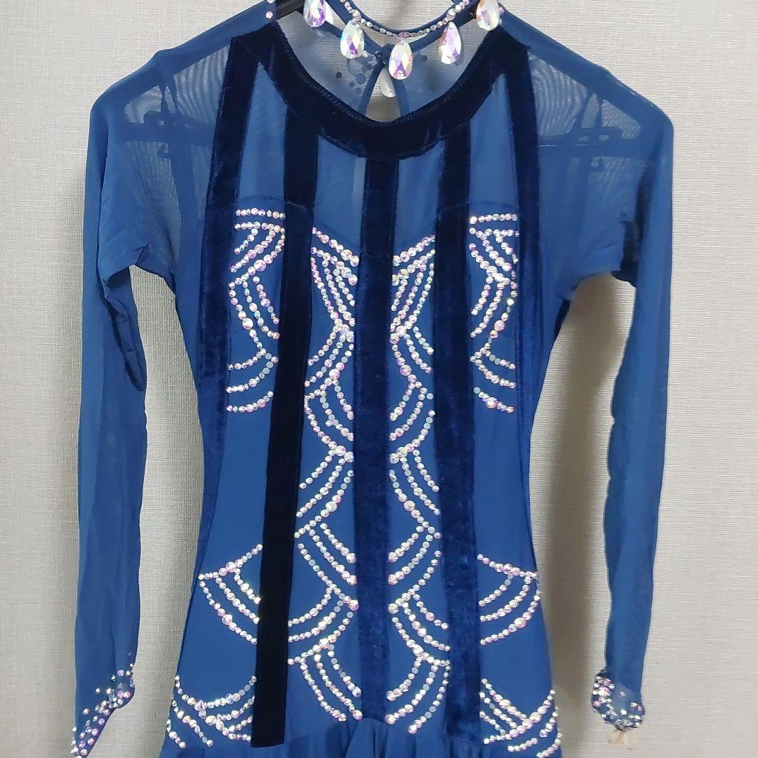 新品青色長袖ラテンダンスドレス　美品