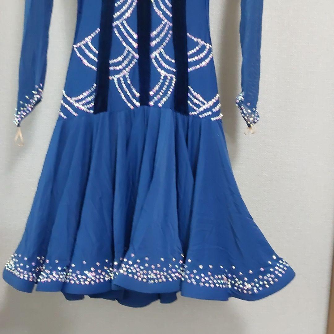 新品青色長袖ラテンダンスドレス　美品