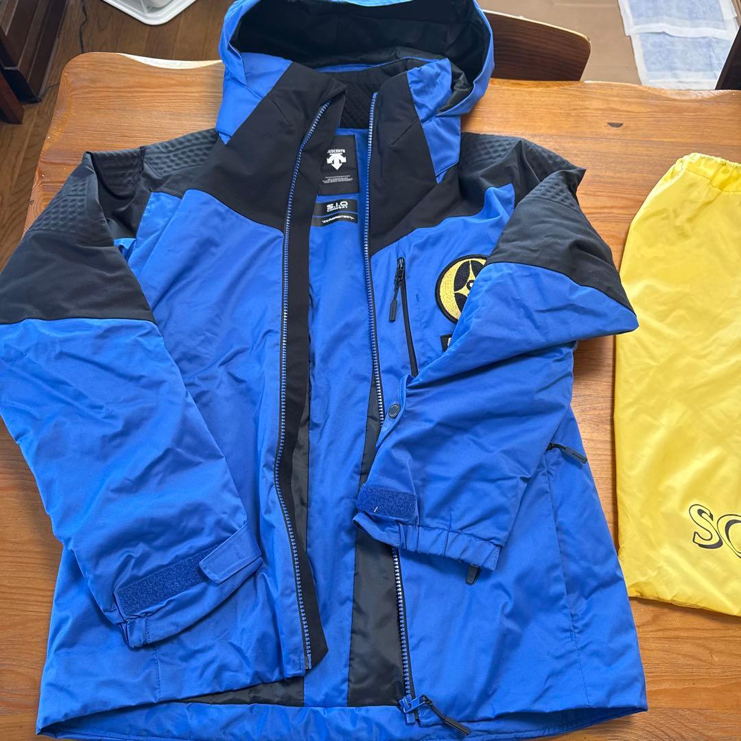 DESCENTE SCRUM-Q スキーウェア 上下セット、青/黒 収納袋付き