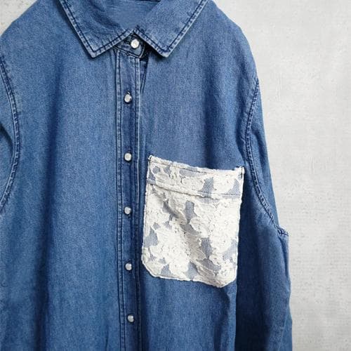 mode デニム オールインワン つなぎ レース