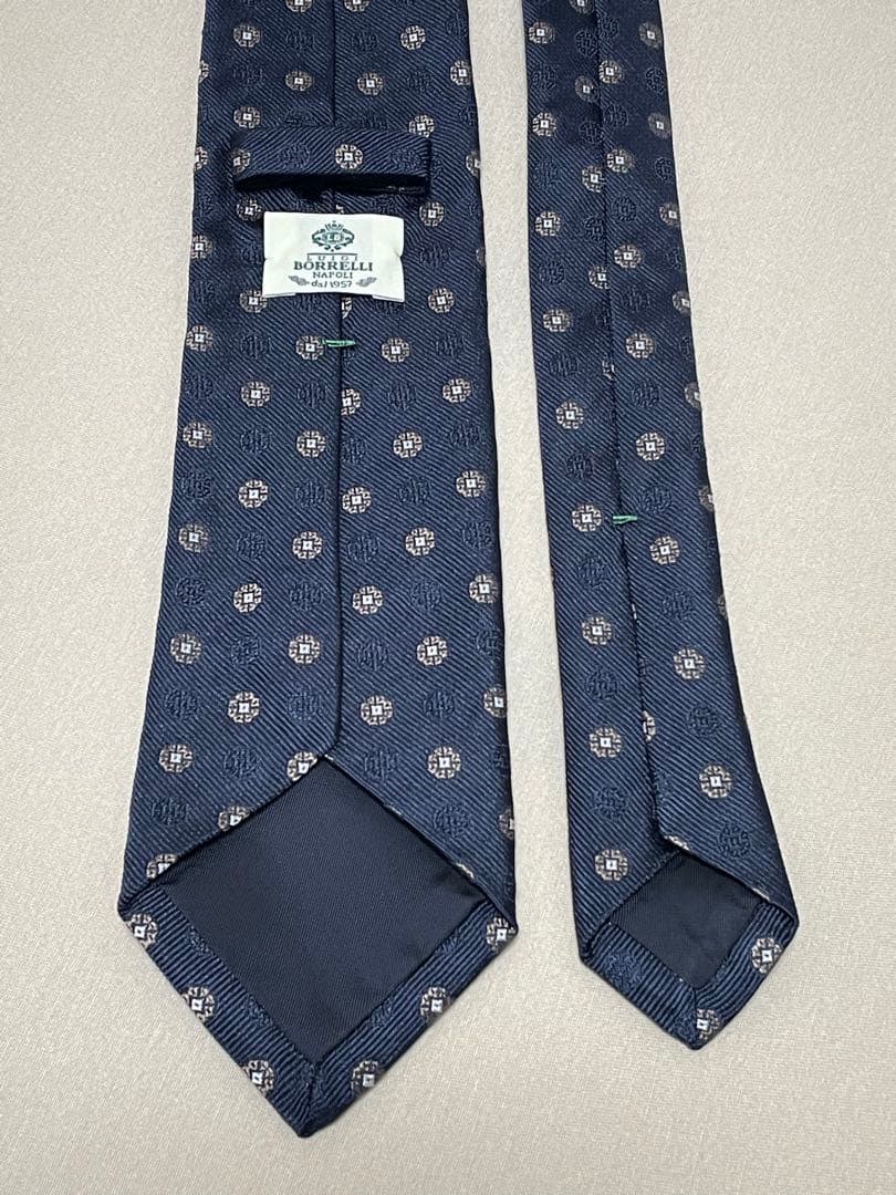 【LUIGI BORRELLI】 ルイジ・ボレッリ シルクツイル小紋柄ネクタイ