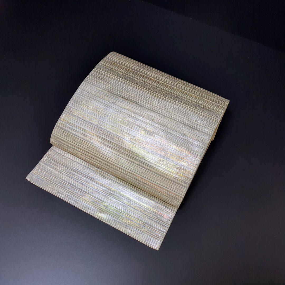 H-691 袋帯 正絹 六通 シンプル 縞模様