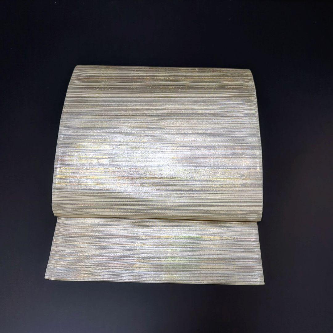 H-691 袋帯 正絹 六通 シンプル 縞模様