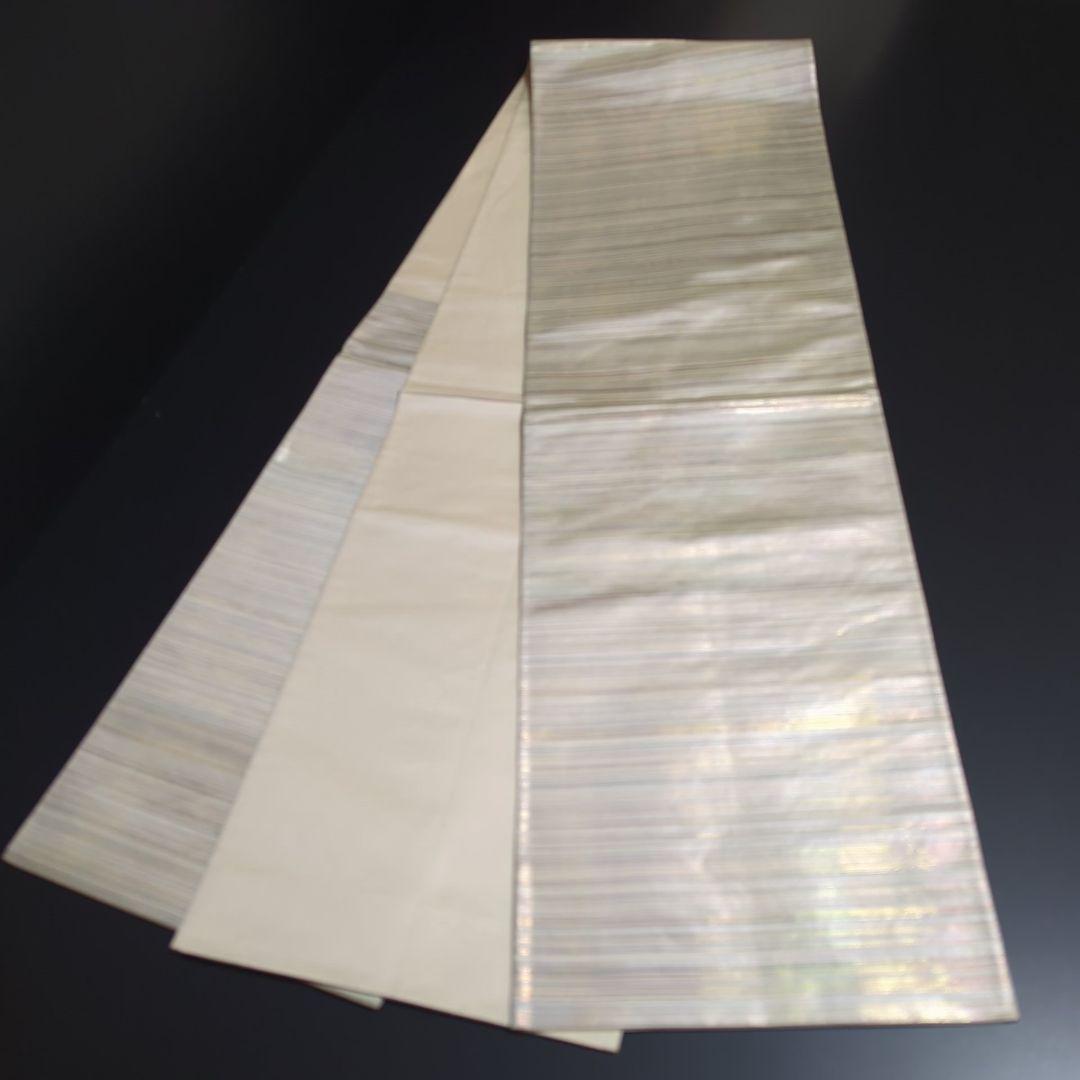 H-691 袋帯 正絹 六通 シンプル 縞模様