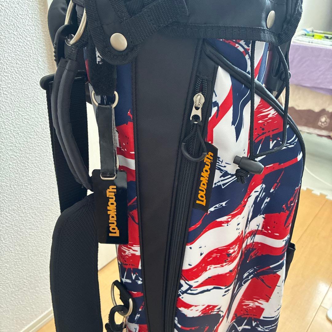 LOUDMOUTH軽量スタンドキャディバック　赤青白ストライプ