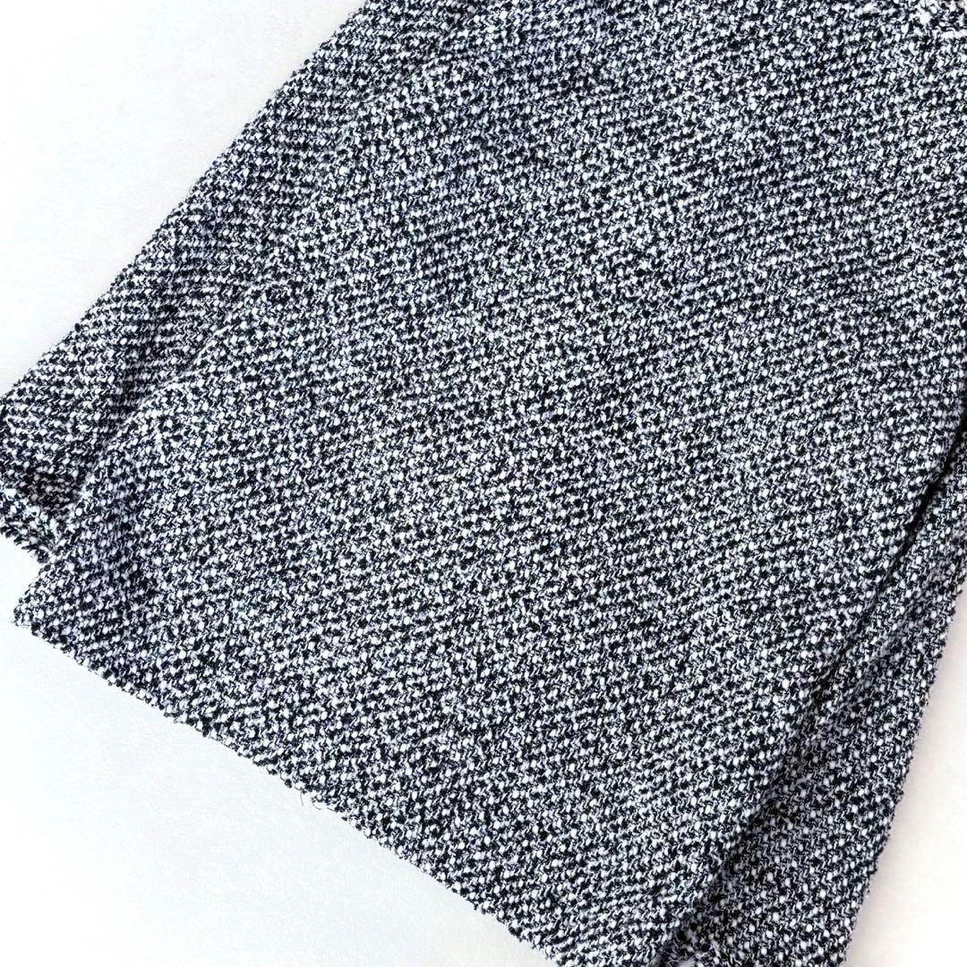 美品　リヴドロワ　ツイードフリンジジャケット　ノーカラー　金ボタン　オケージョン