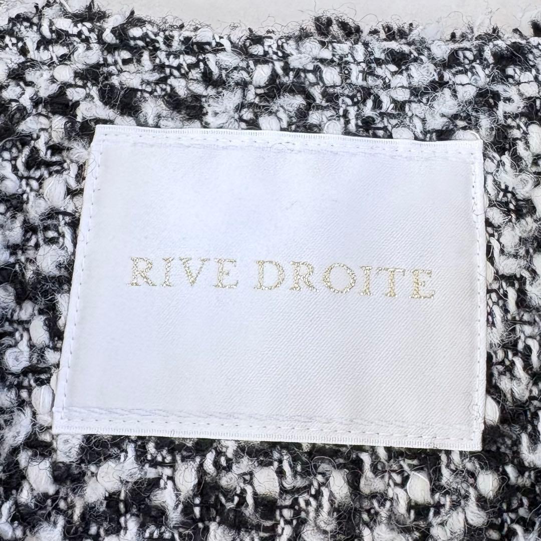 美品　リヴドロワ　ツイードフリンジジャケット　ノーカラー　金ボタン　オケージョン