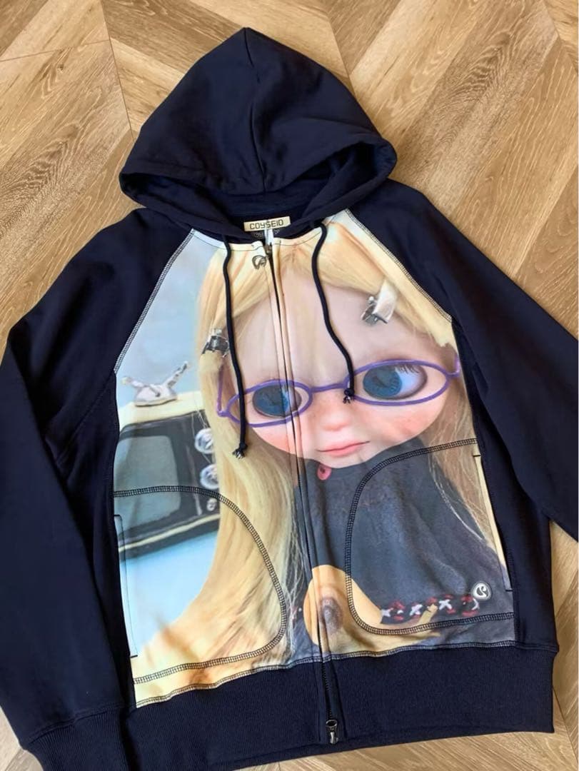 COYSEIO BLYTHE ネイビー ジップアップ パーカー