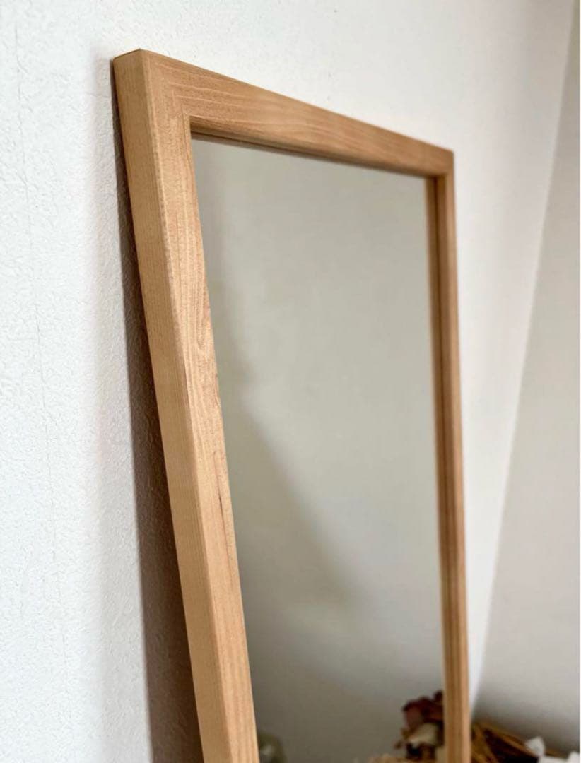 【日本製】全身鏡　立て掛け壁掛けミラー　アンティーク調