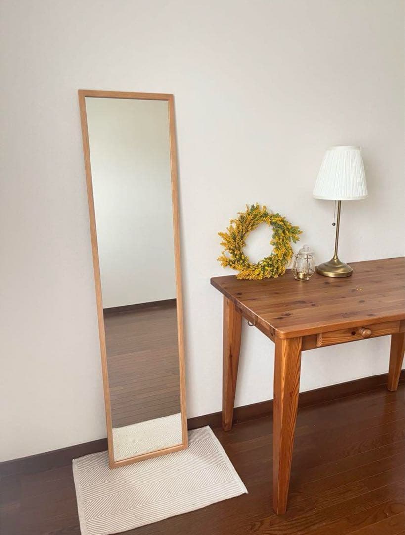 【日本製】全身鏡　立て掛け壁掛けミラー　アンティーク調