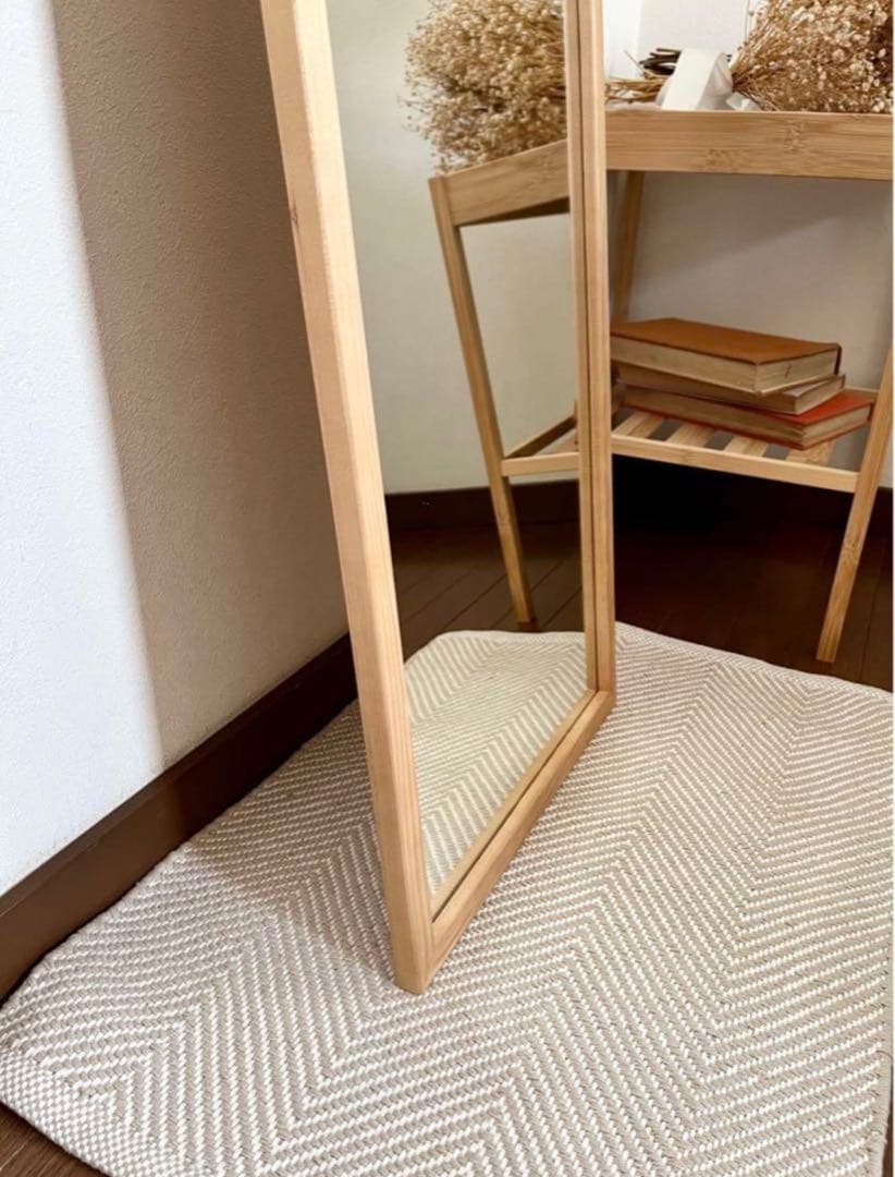 【日本製】全身鏡　立て掛け壁掛けミラー　アンティーク調