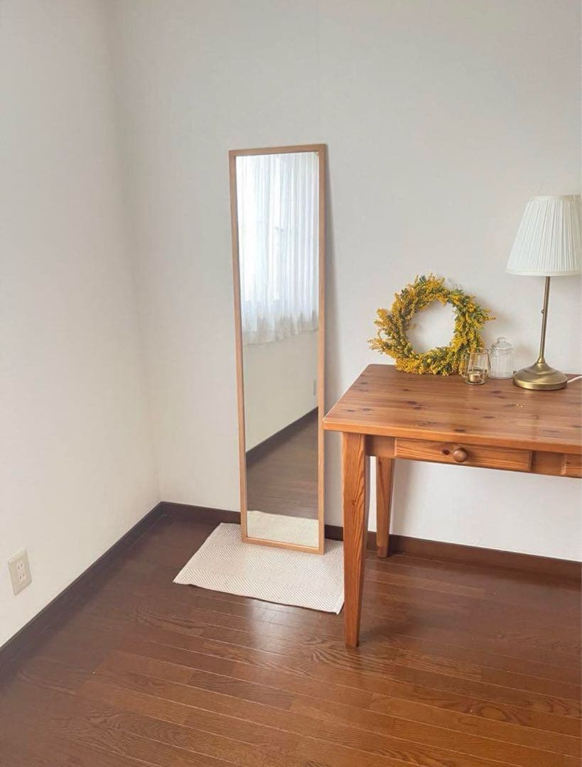 【日本製】全身鏡　立て掛け壁掛けミラー　アンティーク調