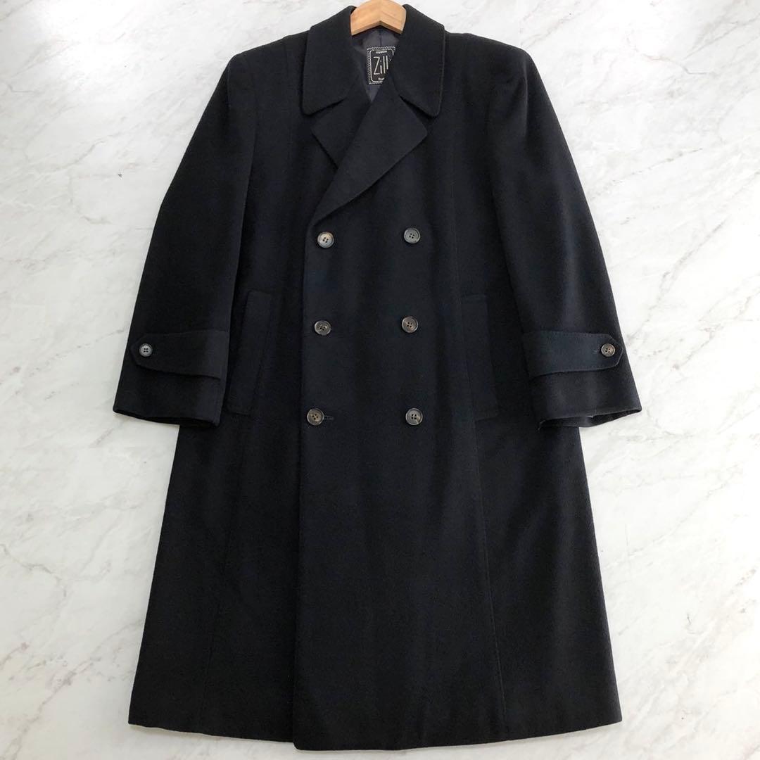 美品✨ZILLI ジリー カシミヤ100% ダブルチェスターコート 黒 M