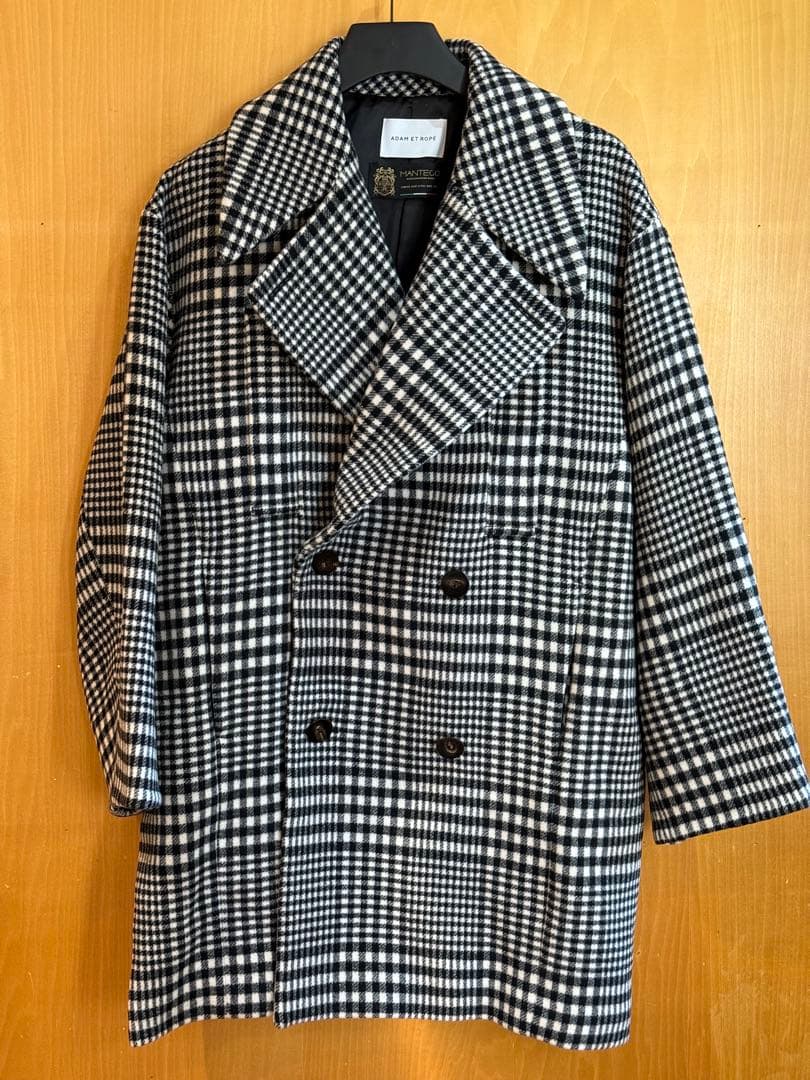 未使用品 アダムエロペ MANTECO チェック ダブルコート オーバーサイズ