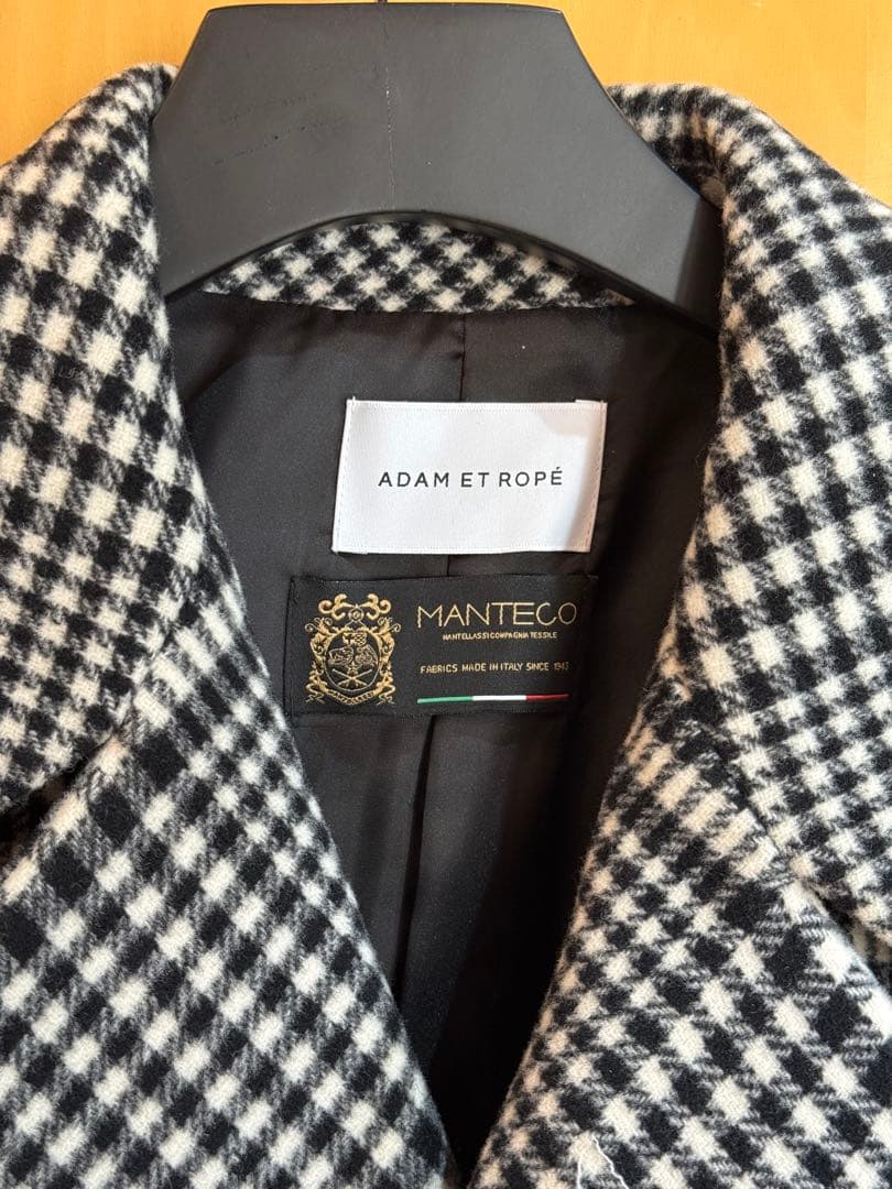 未使用品 アダムエロペ MANTECO チェック ダブルコート オーバーサイズ