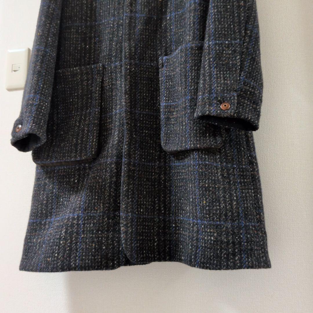 パラスパレス ロング ステンカラーコート チェック ウール 3