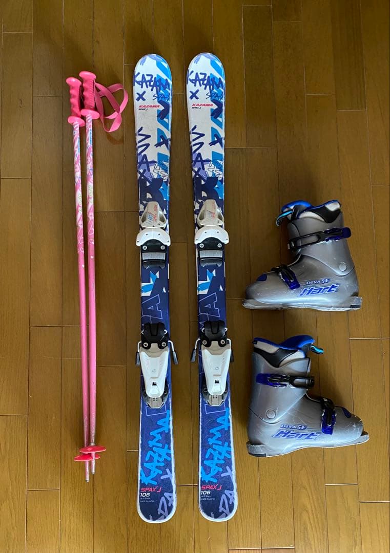 ◉スキー.ジュニア 4点セット★板106／靴21-22◆送料込◆