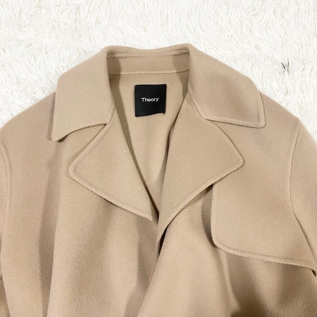 23aw セオリー　ラップトレンチコート　ベルト　ロング丈　カシミヤ　ベージュ