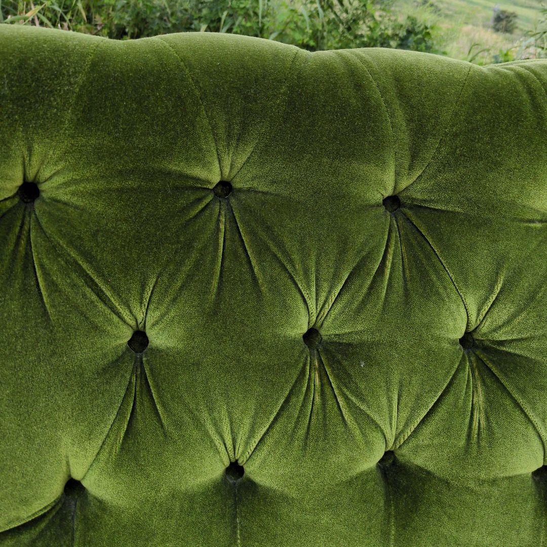 昭和レトロ オールド カリモク グリーン モケット コーナーソファ①ベルベット