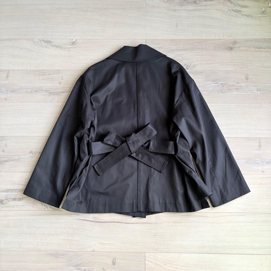 【未使用】プルミエアロンディスモン ショートトレンチコート 黒 オーバーサイズ