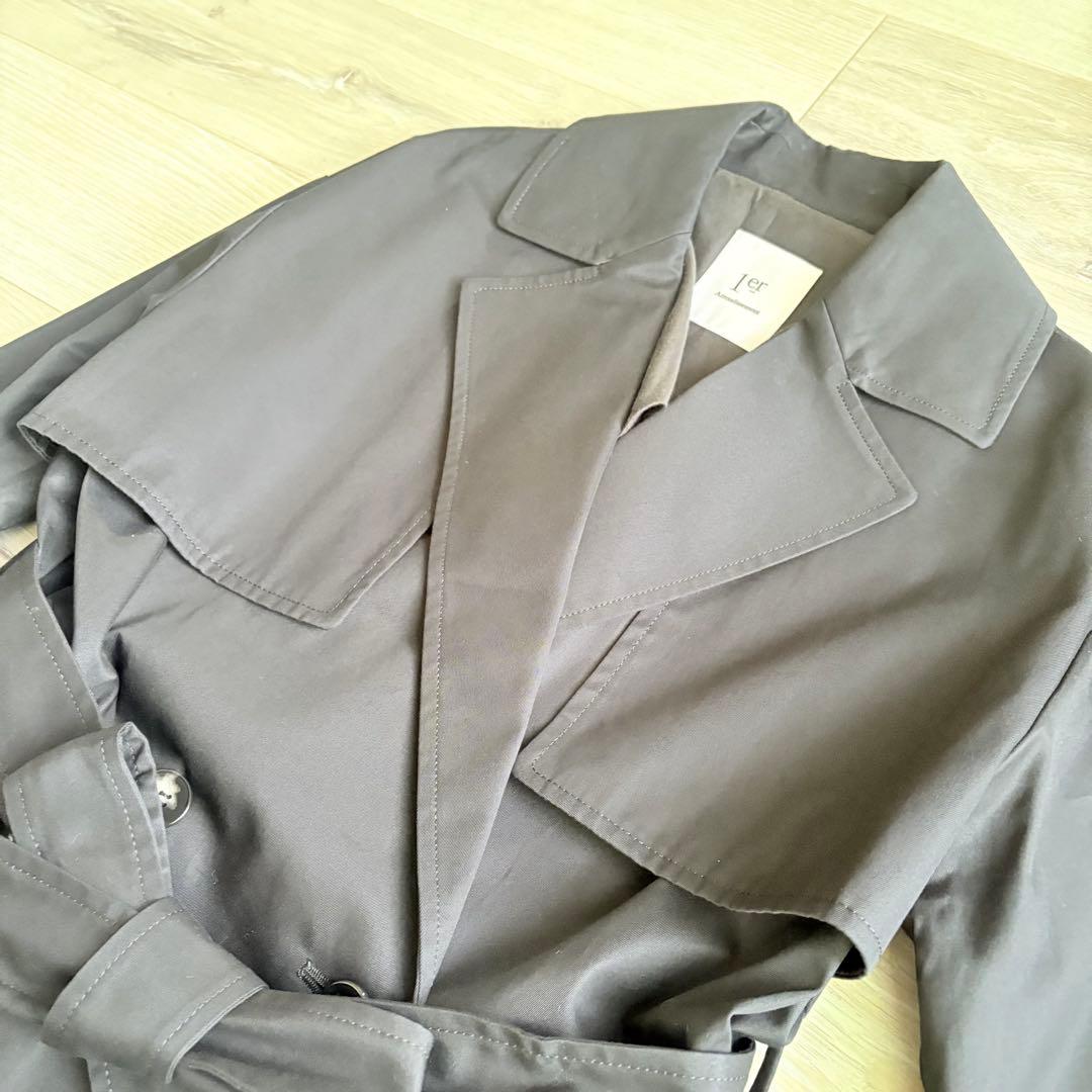 【未使用】プルミエアロンディスモン ショートトレンチコート 黒 オーバーサイズ