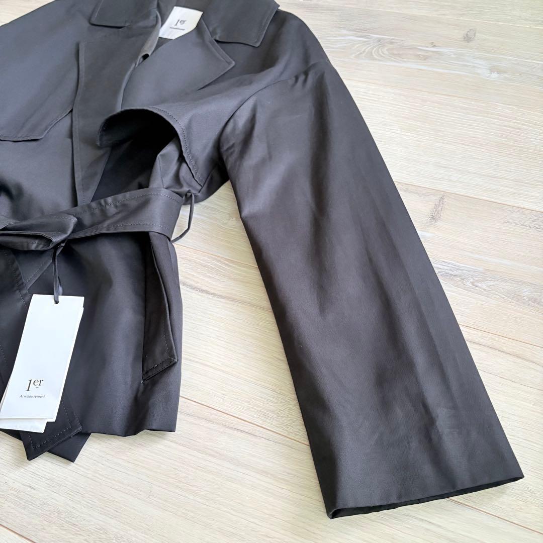 【未使用】プルミエアロンディスモン ショートトレンチコート 黒 オーバーサイズ