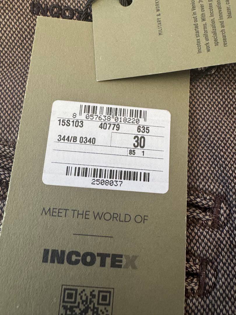 【新品未使用】INCOTEX ストレッチ コットンパンツ 30