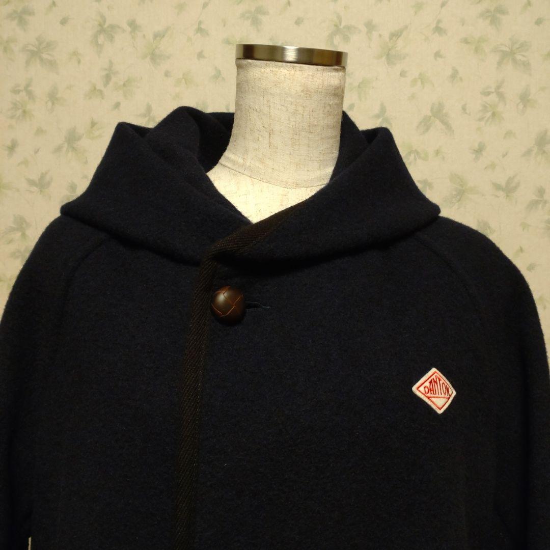 DANTON フード付きウールコート ネイビー　タグ付き